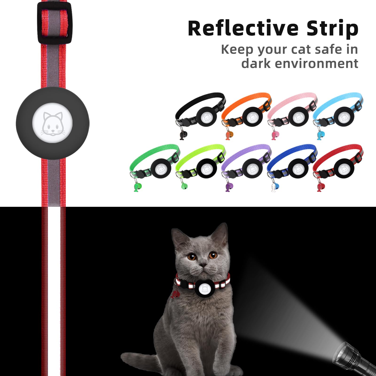 Amazon | Airtag 猫首輪、ベルと安全バックル付きエアタグキャット
